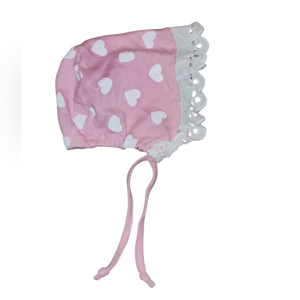 Pink Heart Baby Bonnet